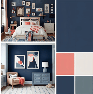 Navy Blue and Coral Kids' Room for a Nautical Theme - Asian Paints Navy Blue and Coral Kids' Room for a Nautical Theme - Asian Paints