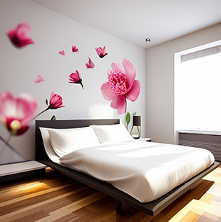 Romantic modern bedroom wall sticker design - Asian Paints