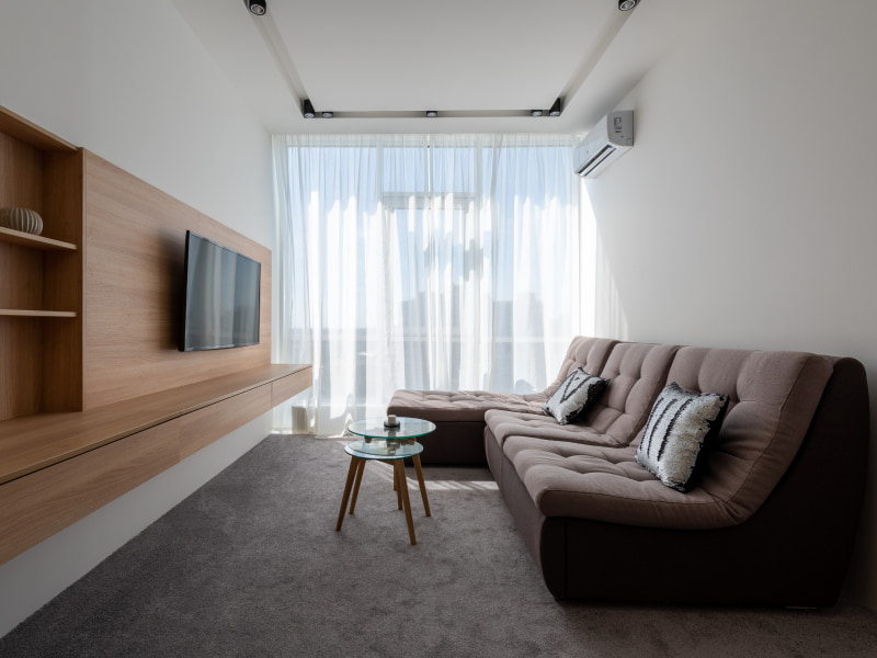 TV console unit with open shelving unit for a classy look - Beautiful Homes TV console unit with open shelving unit for a classy look - Beautiful Homes