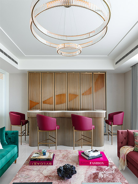 Home bar designs with magenta colour chairs - Beautiful Homes Home bar designs with magenta colour chairs - Beautiful Homes