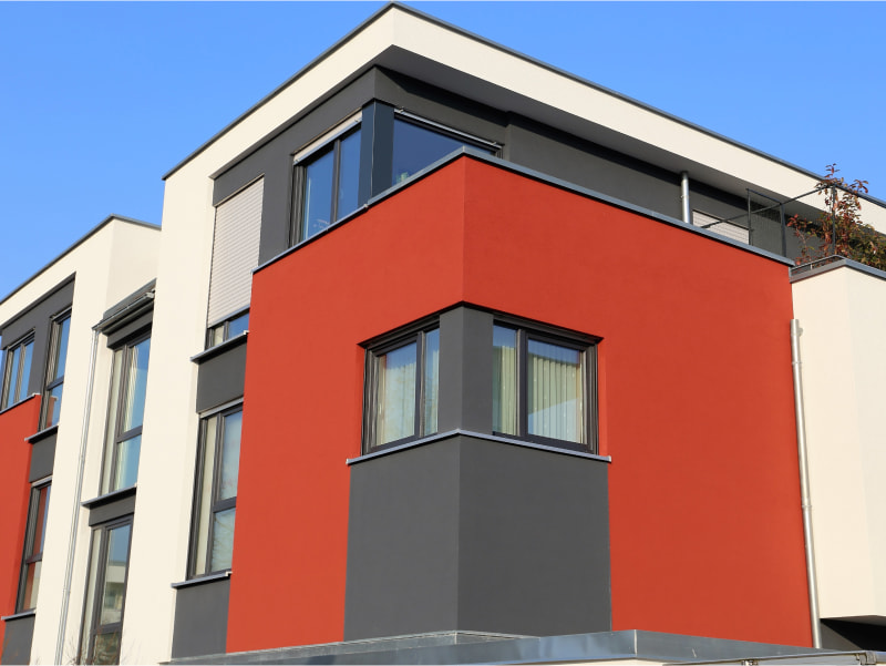 Grey & red Indian house exterior colour combination - Beautiful Homes Grey & red Indian house exterior colour combination - Beautiful Homes