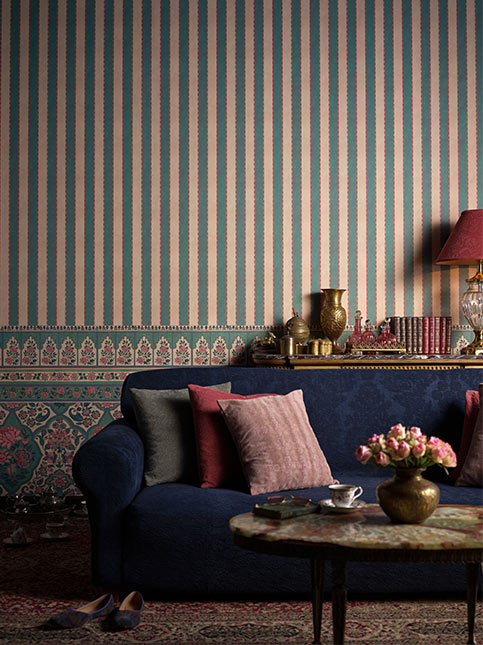 Yellow And Blue Stripped PVC Wallpaper - Beautiful Homes Yellow And Blue Stripped PVC Wallpaper - Beautiful Homes