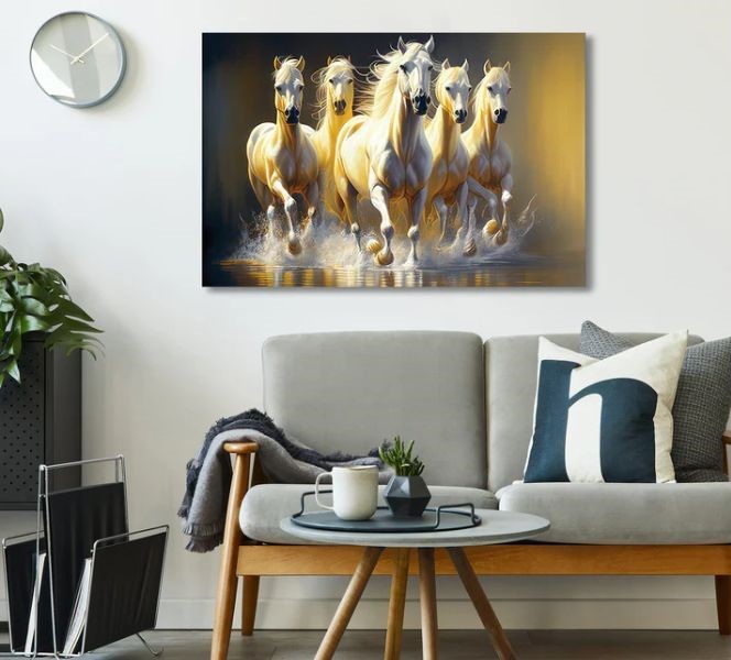 Elegant 7 horses wall painting for living room – Beautiful Homes Elegant 7 horses wall painting for living room – Beautiful Homes