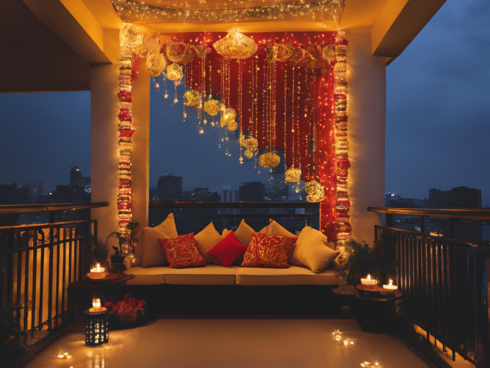 Diwali Lanterns for Balcony - Beautiful Homes Balcony Diwali Lights - Beautiful Homes