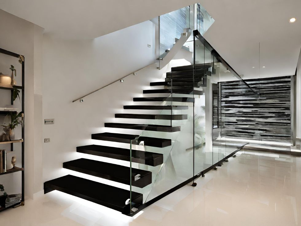 Duplex Staircase Railing Design in Glass - Beautiful Homes Duplex Staircase Railing Design in Glass - Beautiful Homes