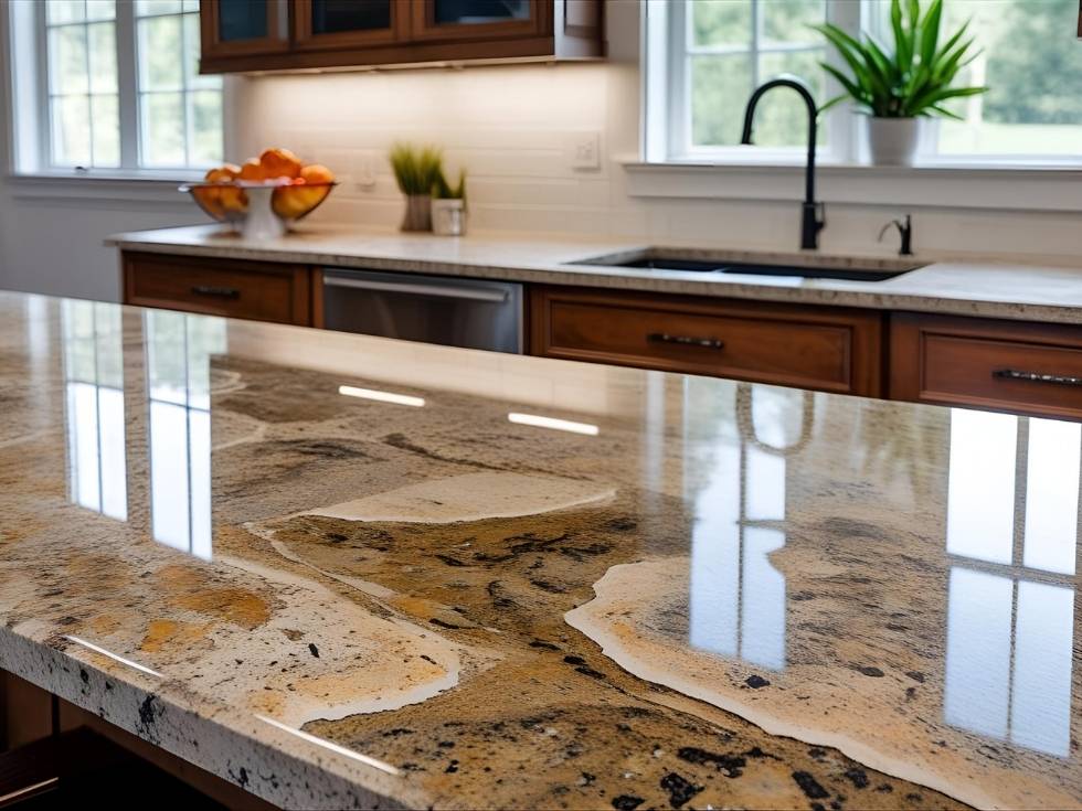 Modern patterned granite kitchen slab - Beautiful Homes Modern patterned granite kitchen slab - Beautiful Homes