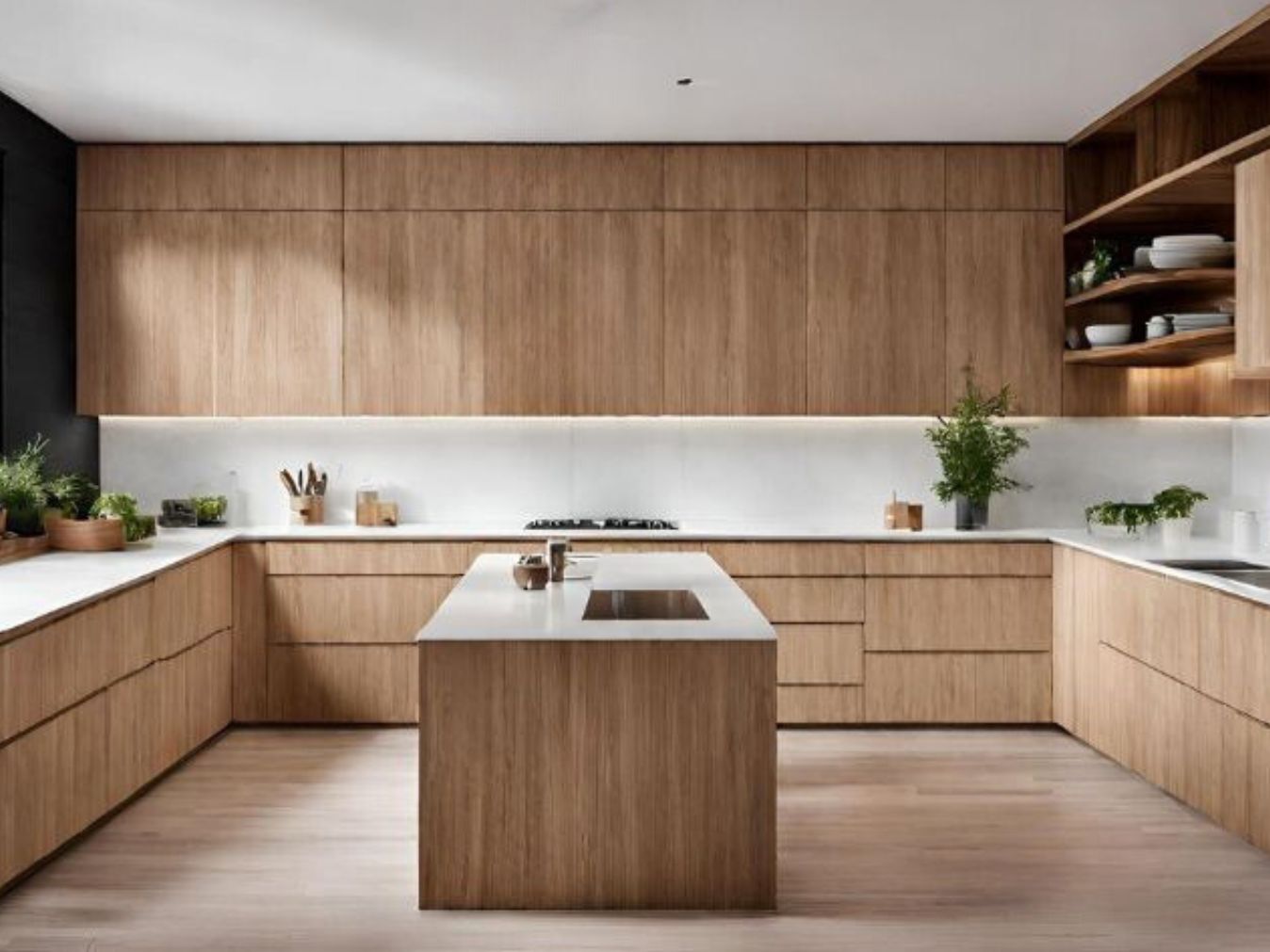 Wooden U-shaped kitchen - Beautiful Homes Wooden modular U-shaped kitchen - Beautiful Homes