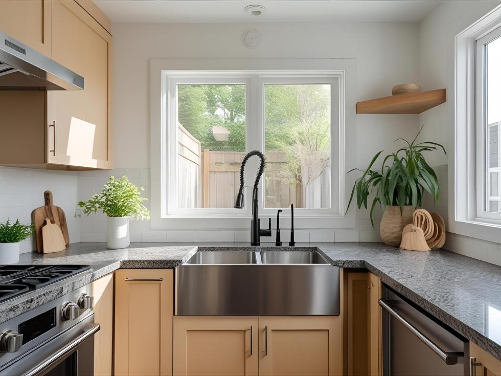 Contemporary grey granite kitchen slab - Beautiful Homes Contemporary grey granite kitchen slab - Beautiful Homes