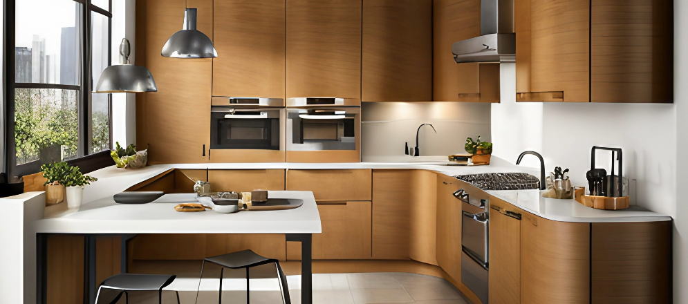 Peninsula or U-shaped kitchen layout design - Beautiful Homes Peninsula or U-shaped kitchen layout design - Beautiful Homes