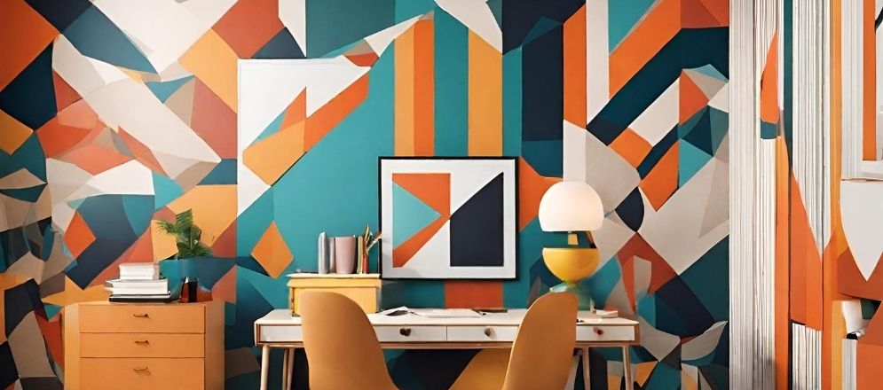Abstract study room with colorful walls - Beautiful Homes Abstract study room with colorful walls - Beautiful Homes
