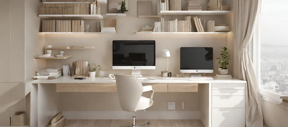 White study table with beige walls - Beautiful Homes White study table with beige walls - Beautiful Homes