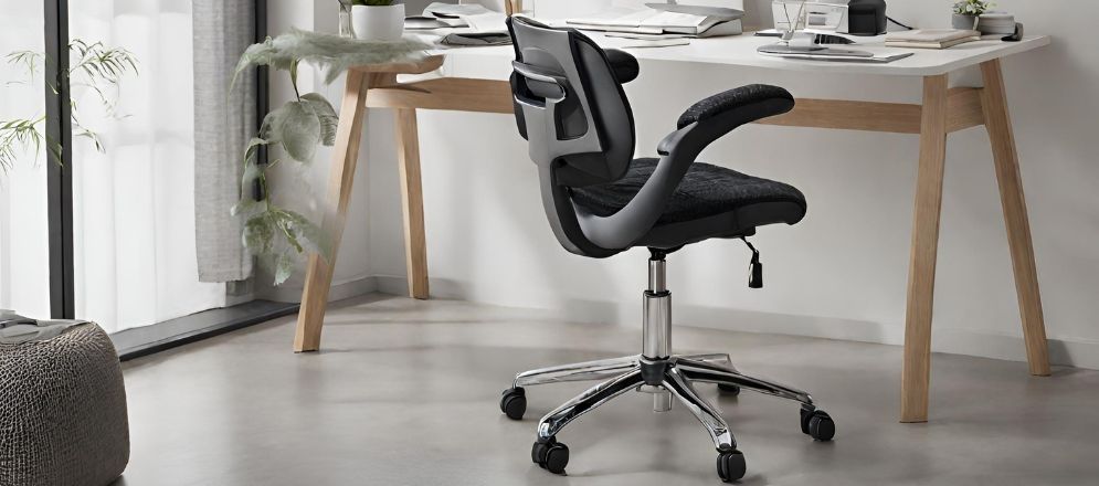 Black ergonomic chair with white study table - Beautiful Homes Black ergonomic chair with white study table - Beautiful Homes