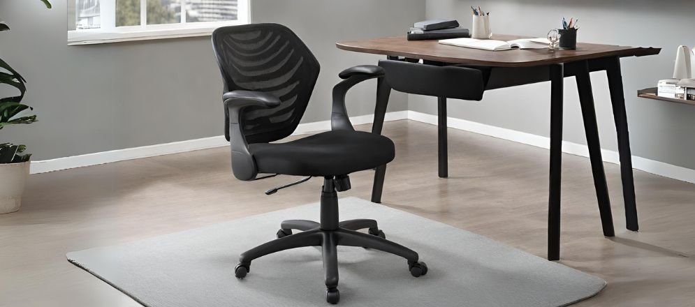 Black task chair with wooden study table - Beautiful Homes Black task chair with wooden study table - Beautiful Homes