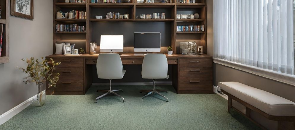 Study table with green carpet flooring- Beautiful Homes Study table with green carpet flooring- Beautiful Homes