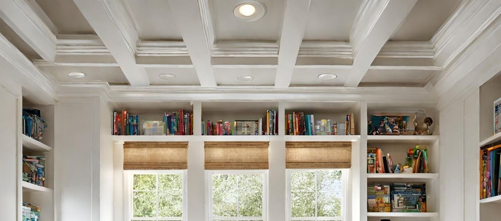 White coffered ceiling with recessed lights - Beautiful Homes White coffered ceiling with recessed lights - Beautiful Homes