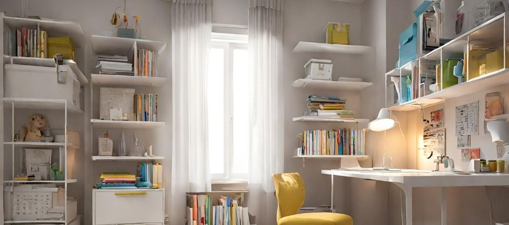 Organized storage in study room - Beautiful Homes Organized storage in study room - Beautiful Homes