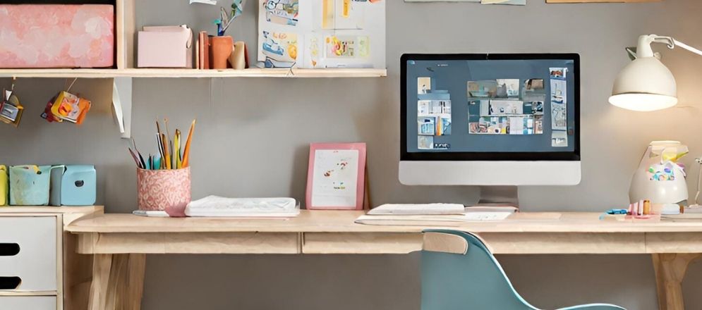 Pink desk organizer with wooden table - Beautiful Homes Pink desk organizer with wooden table - Beautiful Homes