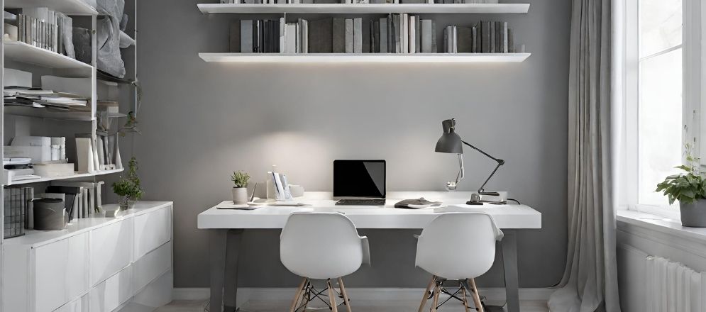 White study table with grey walls - Beautiful Homes White study table with grey walls - Beautiful Homes