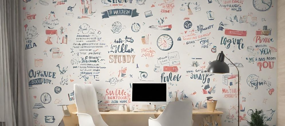Study room with motivational wallpaper - Beautiful Homes Study room with motivational wallpaper - Beautiful Homes