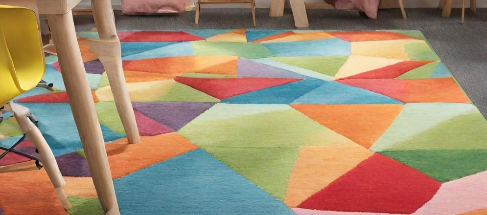 Colourful geometric rug for study room - Beautiful Homes Colourful geometric rug for study room - Beautiful Homes