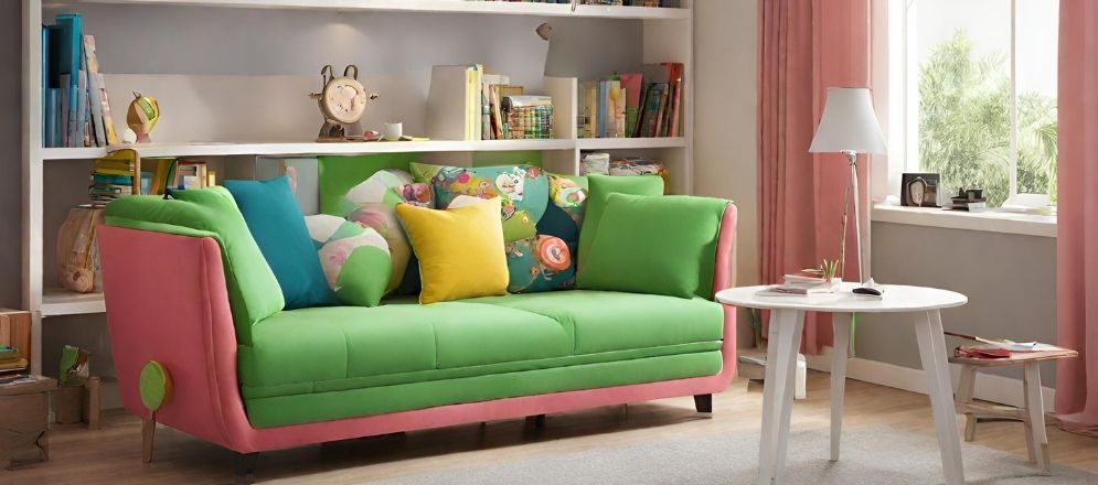 Green lounge sofa with white table - Beautiful Homes Green lounge sofa with white table - Beautiful Homes