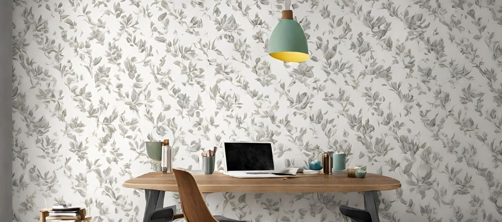 Wooden study table with vinyl wallpaper - Beautiful Homes Wooden study table with vinyl wallpaper - Beautiful Homes
