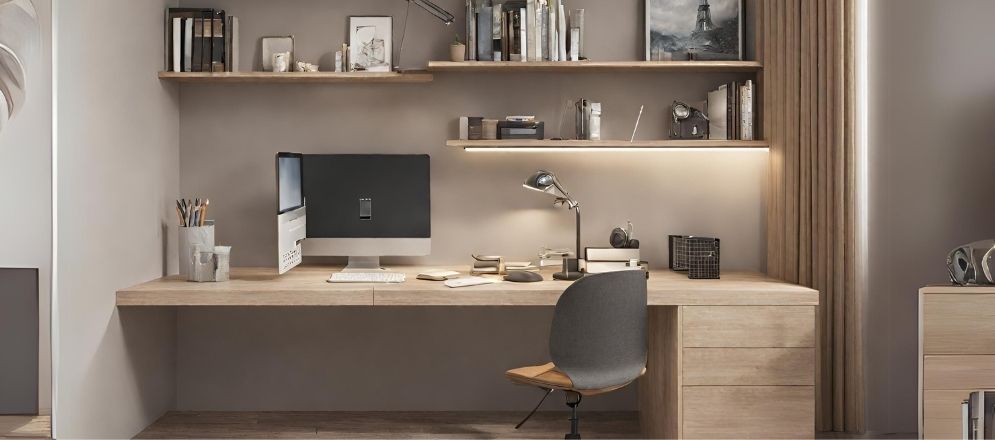 Wooden desk with shelves - Beautiful Homes Wooden desk with shelves - Beautiful Homes