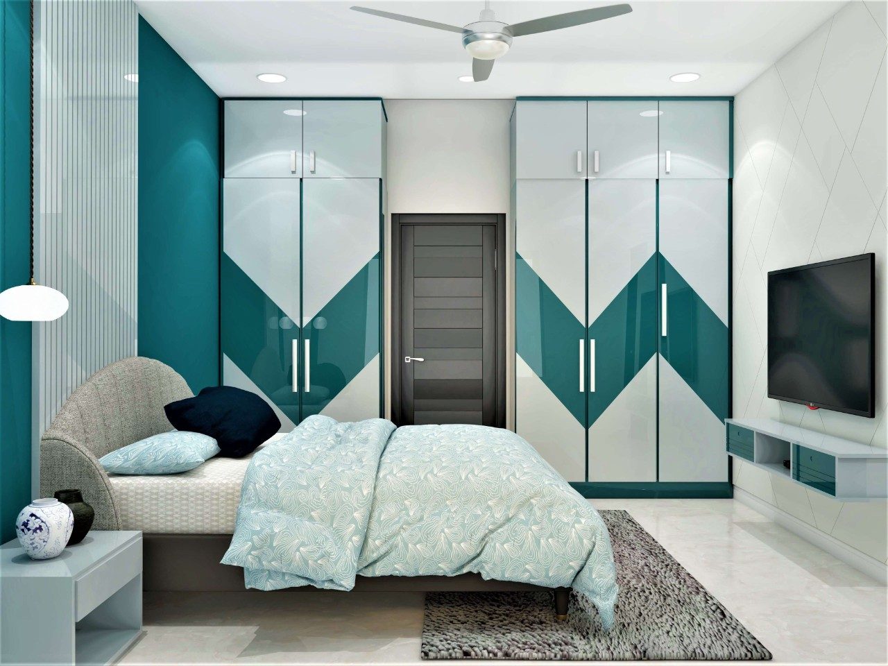 Contemporary master bedroom with a modular wardrobe - Beautiful Homes Contemporary master bedroom design with a modular wardrobe - Beautiful Homes
