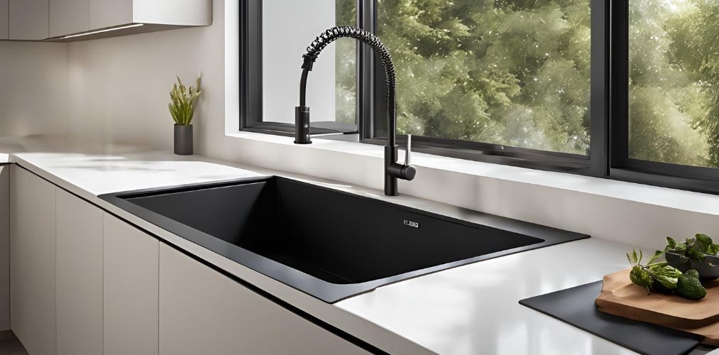 Black quartz top mount single bowl kitchen sink Black quartz top mount single bowl kitchen sink - Beautiful Homes