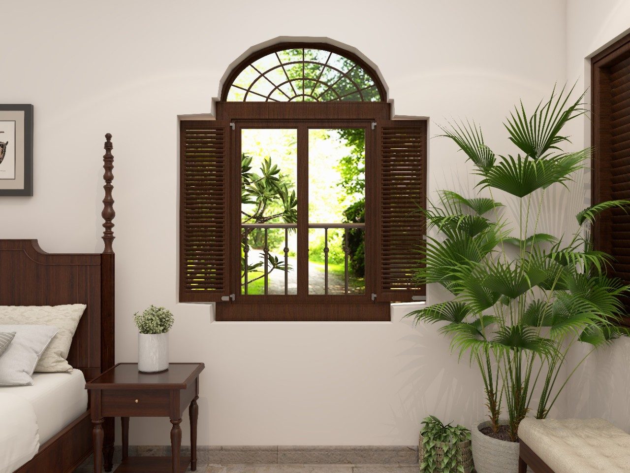 Traditional wooden window design in a bedroom Traditional wooden window design in a bedroom - Beautiful Homes