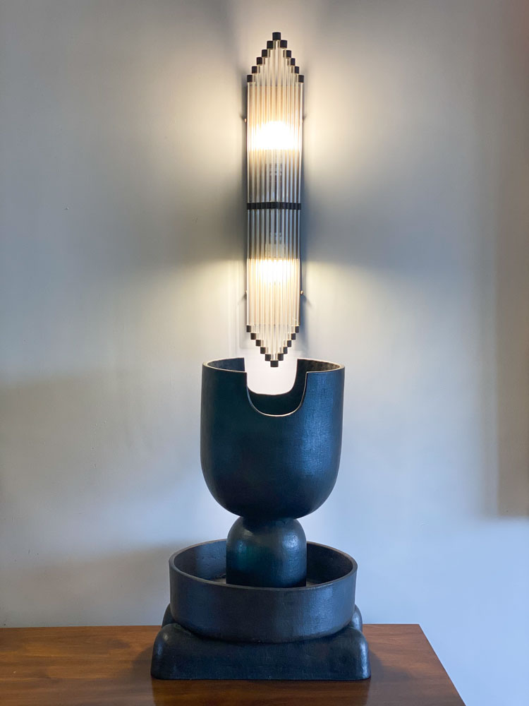 A lamp kept on a table