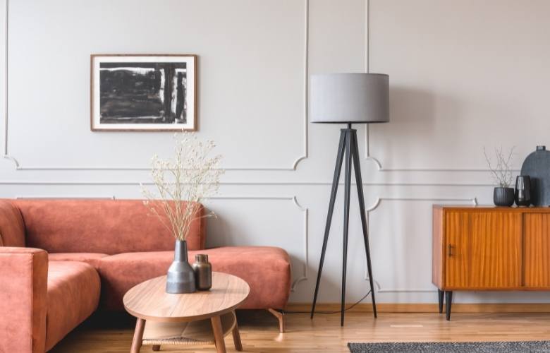 Grey tripod floor lamp with lampshade - Beautiful Homes Grey tripod floor lamp with lampshade - Beautiful Homes