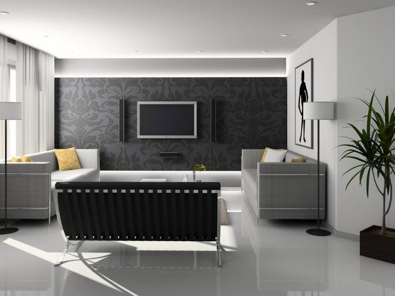 Black & white dual colour combination for living room walls - Beautiful Homes Black & white dual colour combination for living room walls - Beautiful Homes