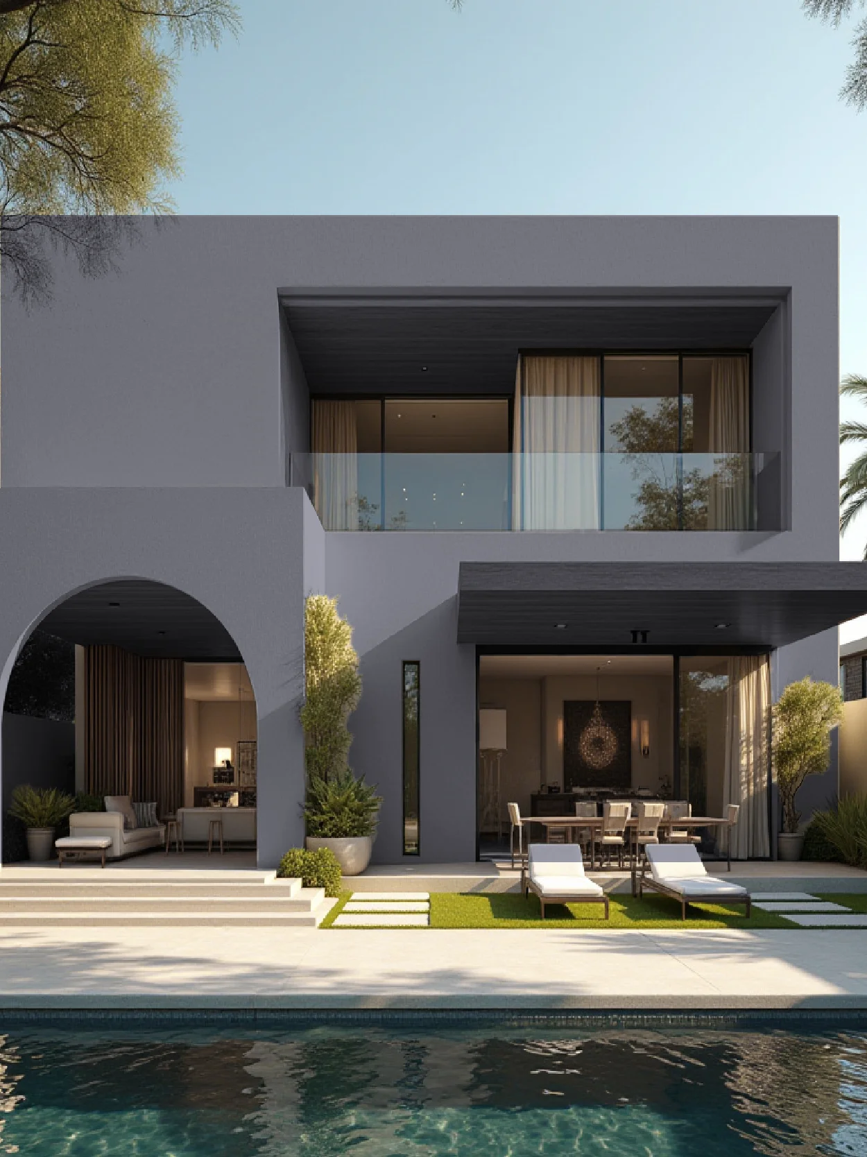 Soft Purple-Grey Bohemian Façade Design