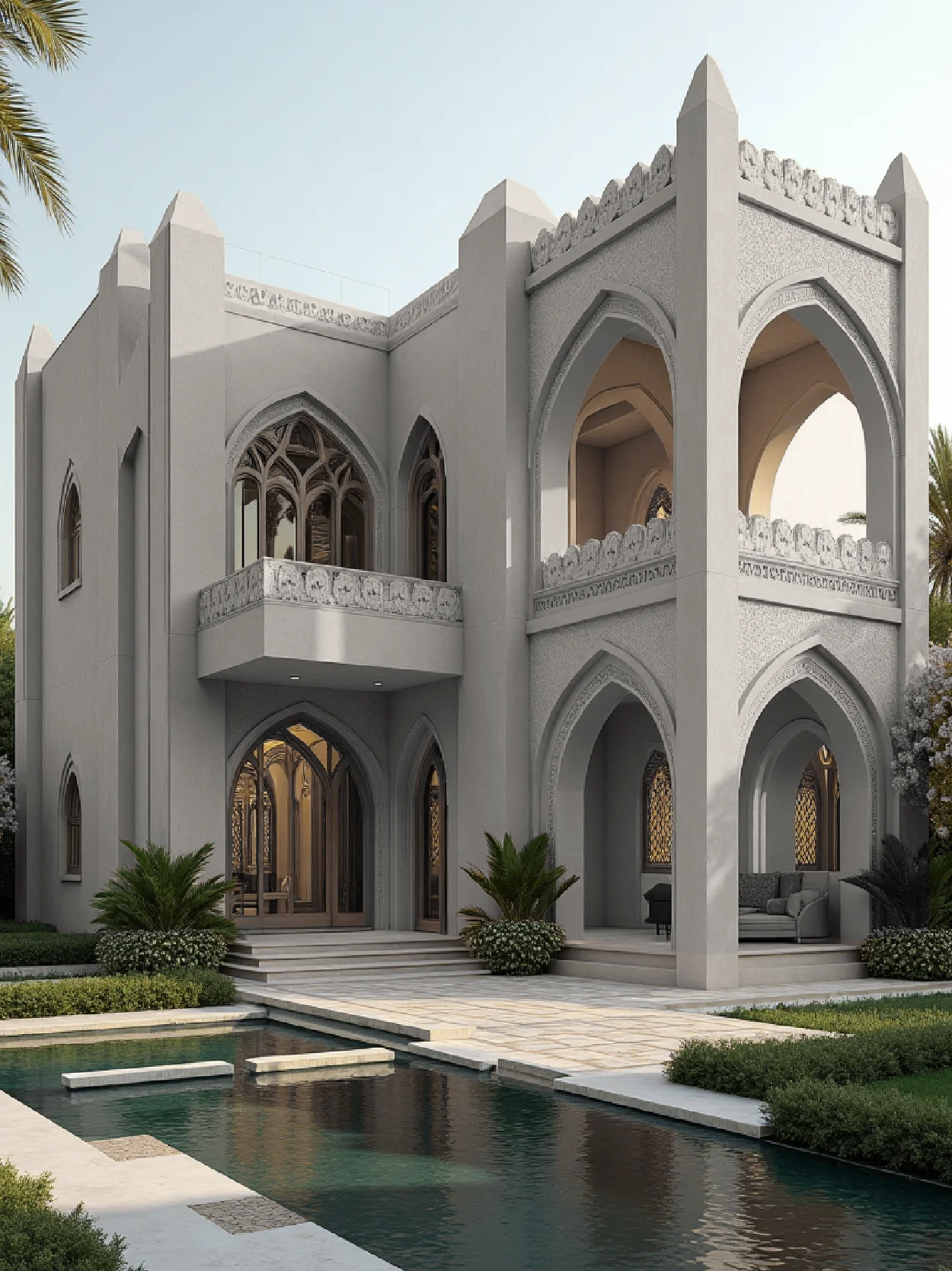 Refined Taupe-Grey Islamic Villa Design