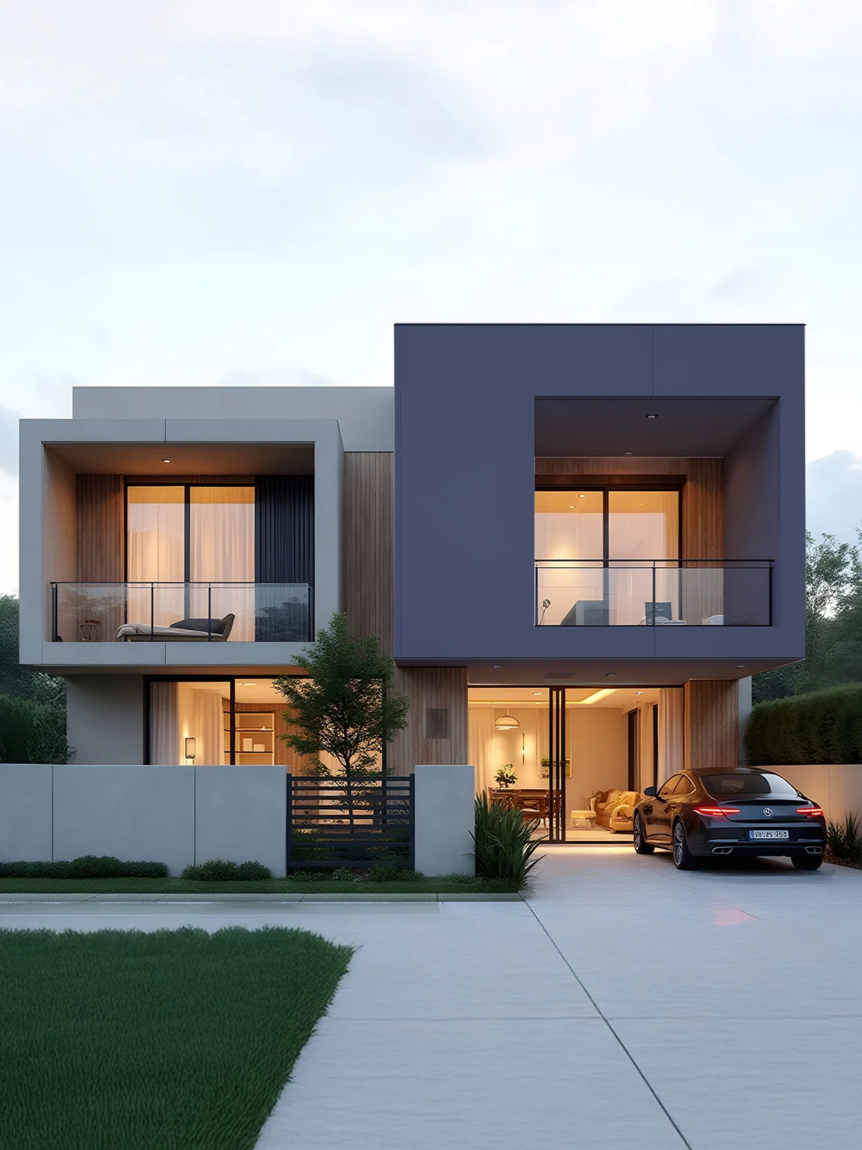 Serene Monsoon Sky Modern Villa Design