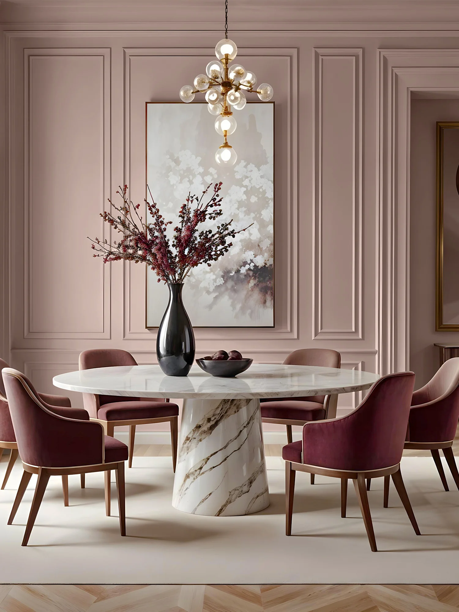 Elegant Rose Dining Room Design