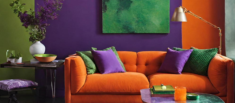 Triadic colour scheme for drawing room - Asian Paints