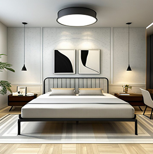 Metal bed back design for bedroom - Asian Paints