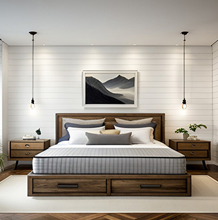 Shiplap bed back design - Asian Paints