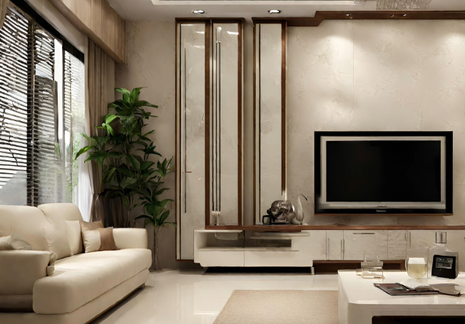 Modern floating tv cabinet design - Asian Paints