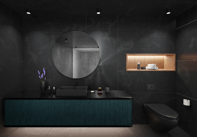 Monochromatic black bathroom colour combination - Asian Paints
