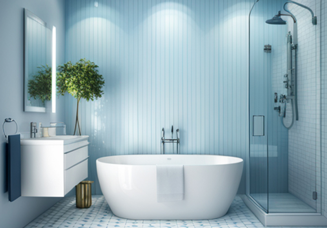 White Bathroom Colour with a Hue of Blue