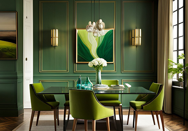 Green colour combination for dining room - Asian Paints