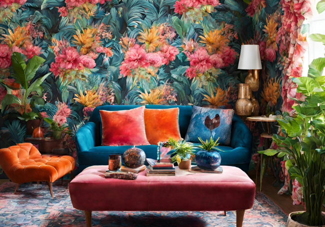 Vibrant wallpaper design - Asian Paints