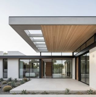 Modern Home Entrance with Floating Canopy
