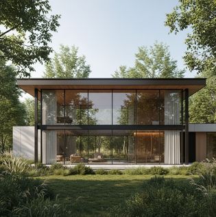 Modern Glass Facade for Seamless Indoor-Outdoor Living