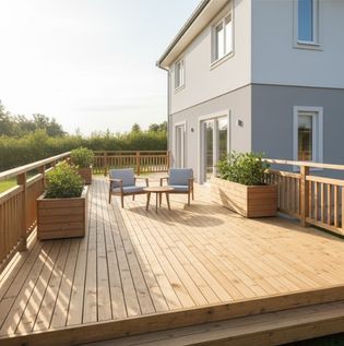 Spacious Outdoor Deck with Fenced Design