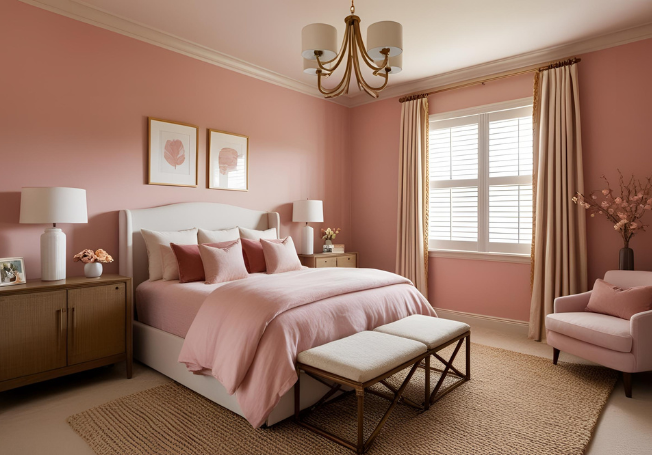 Soft Pink Wall Colour For Master Bedroom - Asian Paints