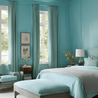 Aqua Blue Bedroom - Asian Paints